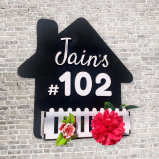 Floral MDF House Name Plate - Customizable