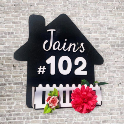 Floral MDF House Name Plate - Customizable